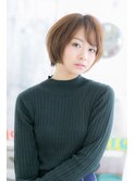 好感度◎ココアブラウン斜めバング小顔前下がりボブb