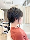 大人ショートヘアイルミナカラー/グレーベージュ/カーキ