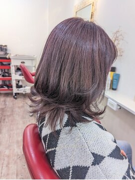 ピンク(PINK) ミディアムウルフレイヤー