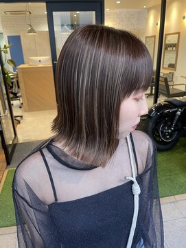 ヘアガーデン オフ(hair garden off) 切りっぱなしハイライトボブ