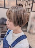 白髪ぼかしハイライトショート