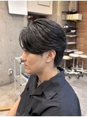 フェザーパーマ センターパート ツーブロック