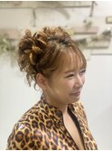 ハロウィンイベントに後れ毛たっぷりなツインお団子