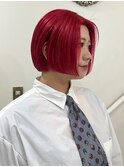 ミニボブ×ブロンドに戻る高発色レッド