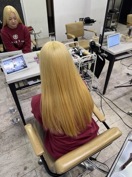 アジールヘア 所沢プロペ通り店(agir hair) ブロンドミルクティーベージュケアブリーチ夏くびれヘア所沢韓国