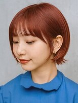 ビューティースペースラルジュヘアー(Beauty Space Large hair)&nbsp;アプリコットオレンジ小顔見せレイヤーくびれミディアムボブ