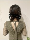 【リボンツインヘアアレンジ】バレイヤージュ/ヘアセット/黒染め