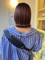 ヒントステーション(HINTSTATION) 〈浅草 半個室〉パツンと平行ラインボブ×オレンジベージュ