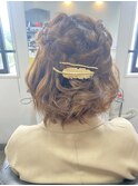 編み込みハーフアップ