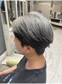 爽やかナチュラルパーマセンターパート清潔感デザインカラー