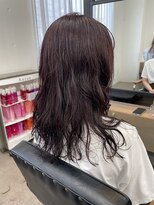 ユノ(juno) 【中目黒】顔まわりレイヤーロングパーマ！ワインレッドカラー