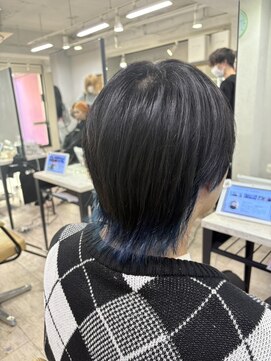 アジールヘア 所沢プロペ通り店(agir hair) ウルフインナーネイビーブルーケアブリーチ小顔レイヤー所沢韓国