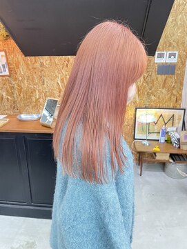 チャプター 問屋町(chapter) ケアブリーチピンクベージュ顔まわりレイヤーカット韓国ヘア岡山