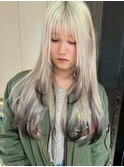 xブリーチ/ホワイトグレージュ/レイヤーカット/チェリーブラウ