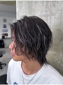 ホワイトメッシュ/ツイスト/ツイスパ/パーマ/メンズ/眉毛