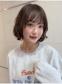 ボブ　レイヤーボブ　ボブパーマ　グレージュ　小顔