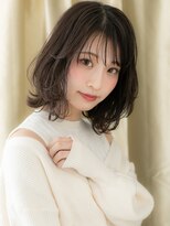 カバーヘア ブリス 川口(COVER HAIR bliss)&nbsp;黒髪アッシュ大人ガーリーウェットヘアウルフボブX川口30代40代