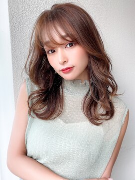 アフロート ディル(AFLOAT D'L) 大人可愛い薄めバングふんわりカールショコラアッシュ小顔カット