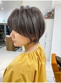 マロンベージュ Aラインボブドレスヘアかきあげロング