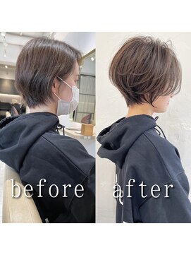 アンド ストーリーズ(&STORIES) 耳掛けショート/黒髪/小顔カット/マッシュショート/ハイライト