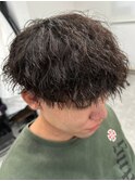 ツイストスパイラルパーマツーブロック刈り上げメンズマッシュ
