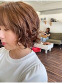 ランダムパーマ/ボブ/ベージュ