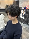 大人ショートボブ丸みショートカットマッシュショート前髪あり