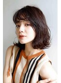ナチュラルボブくびれヘアアプリコットオレンジ20代30代40代50代