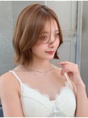 縮毛矯正くびれヘアアプリコットオレンジハイライトカラーボブ