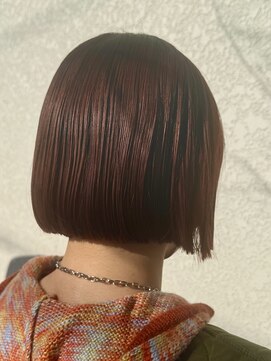 ミニボブ/切りっぱなし/オレンジブラウン