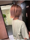 バレイヤージュショコラアッシュハイライトグレージュカラー