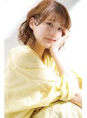 ミディアムウェーブパーマ こなれヘア ベージュハイライト