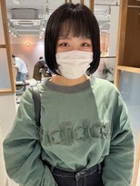 ラミエ バイ メルト 吉祥寺(lamie by melt)&nbsp;【久保田】ぱっつん前髪アッシュブラックあごラインボブ