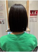 髪質改善レイヤーカット/小顔カットぱっつん前髪/暗髪