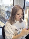 顔まわりレイヤー×淡purple×beige