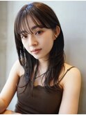 顔まわりレイヤーハッシュレイヤー透明感オリーブグレージュ渋谷