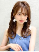 20代30代シースルー前髪で結んでかわいいフェイスレイヤー