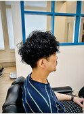 王道波巻きパーマ