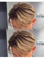 ステラ(STELLA) メンズ/バレイヤージュ/センターパート/ブリーチ&ダブルカラー