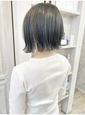 福山市美容室Caary パツっとミニボブ 透明感シルキーグレージュ