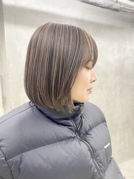 スー 渋谷(suu) ハイライトカラーケアブリーチダブルカラー髪質改善ボブ
