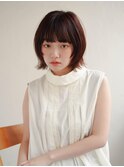ミディアムヘア/斜めバング/グレージュカラー/甲府駅
