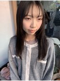 ミディアムレイヤーカットストレートロングウルフカットベージュ
