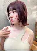 ピンクラベンダー　ブリーチなしカラー　レイヤーカット