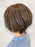 小顔カット+脱白髪染めハイライトカラー+髪質改善Tr+魔法のバブル￥19200→
