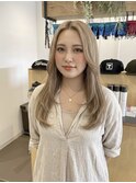 【富山】極上の透明感ハイトーンベージュ×艶セミロング