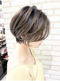 大人可愛い/ショートボブ/ハイライトカラー/ハンサムショート