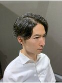 ビジネスツーブロックウルフ ニュアンスパーマ センターパート