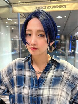 ピークアブー ワン(PEEK-A-BOO ONE) #ハンサムショート#プツッとショート#ブルーカラー#ショートヘア