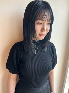 ツイギー 宮西店(TWiGGY) 黒髪ストレートに顔周りレイヤー